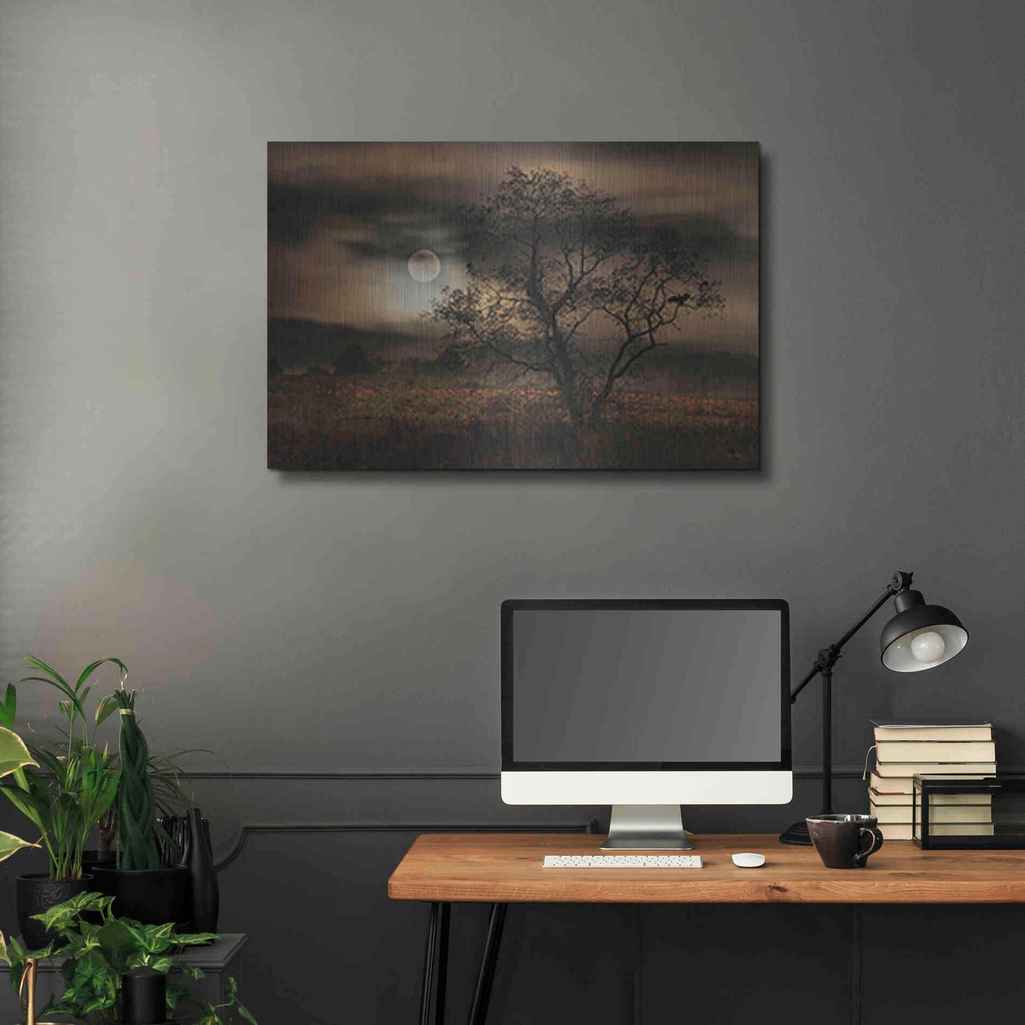 Luxe Metal Art 'When Pumpkins Glow by Moonlight' by Lori Deiter, Metal Wall Art,36x24