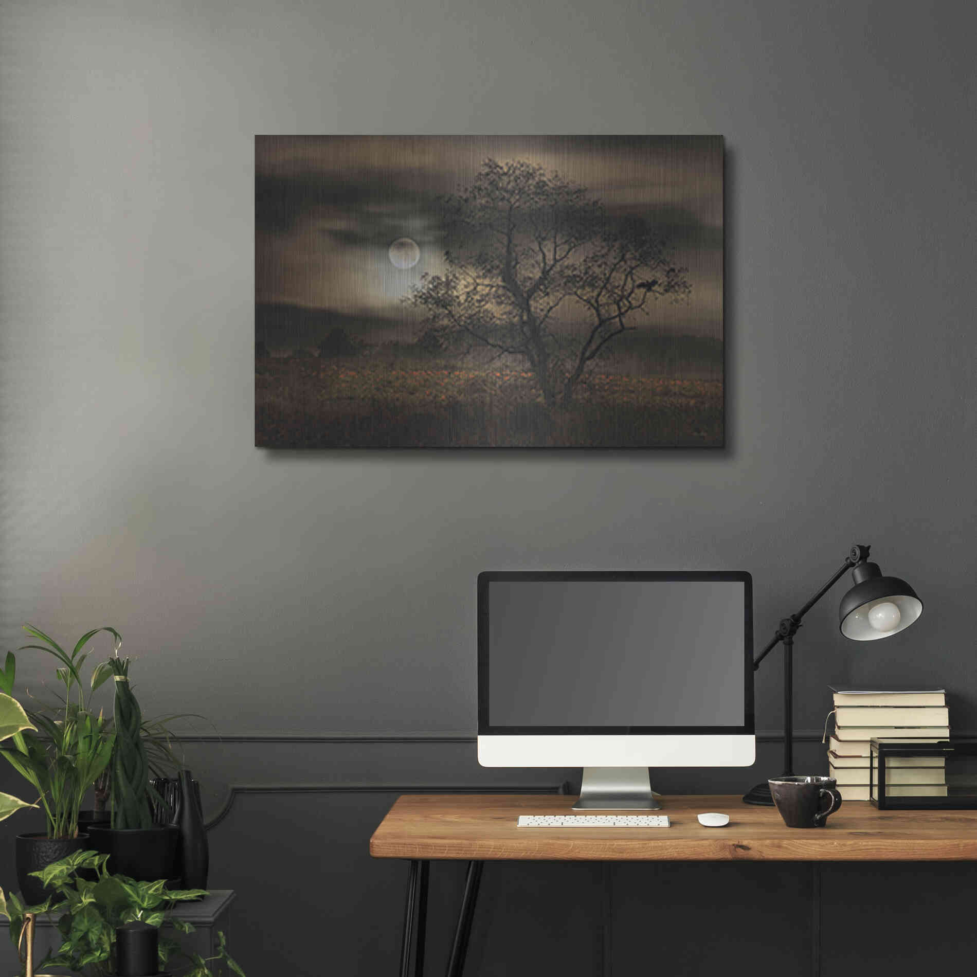Luxe Metal Art 'When Pumpkins Glow by Moonlight' by Lori Deiter, Metal Wall Art,36x24