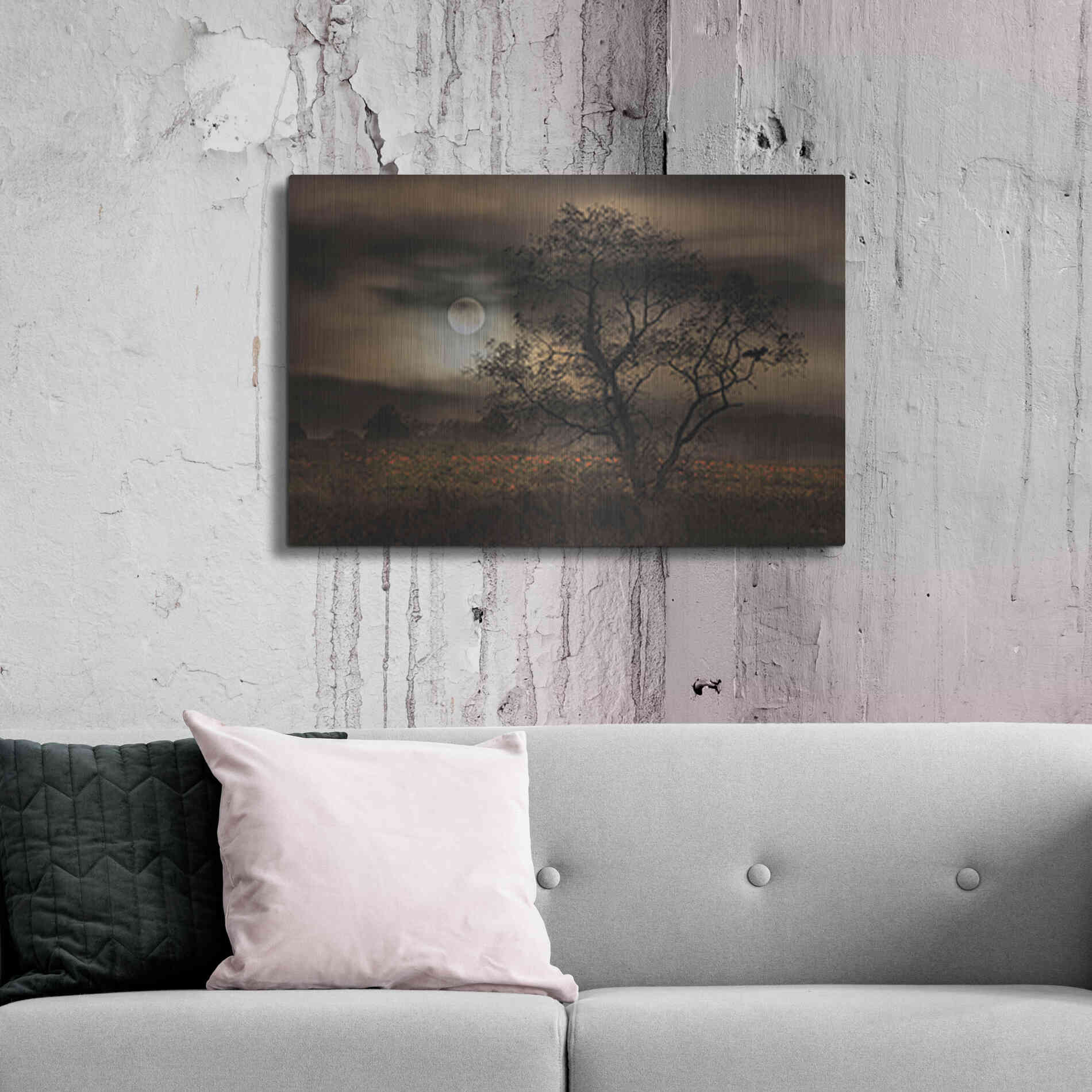 Luxe Metal Art 'When Pumpkins Glow by Moonlight' by Lori Deiter, Metal Wall Art,36x24