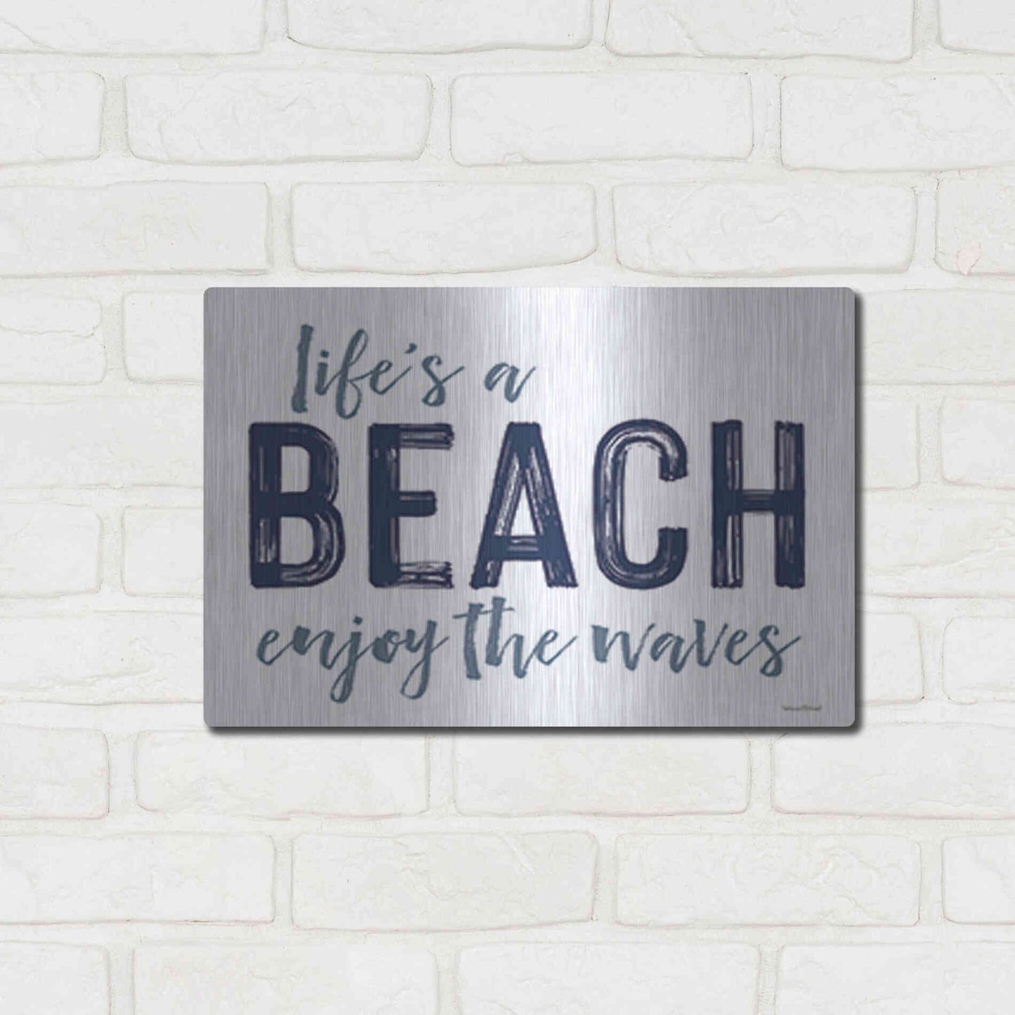 Luxe Metal Art 'Life's a Beach' by Lettered & Lined, Metal Wall Art,16x12