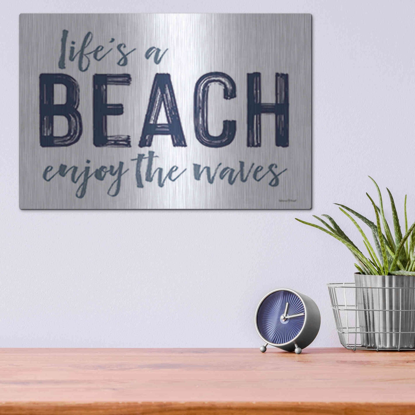 Luxe Metal Art 'Life's a Beach' by Lettered & Lined, Metal Wall Art,16x12