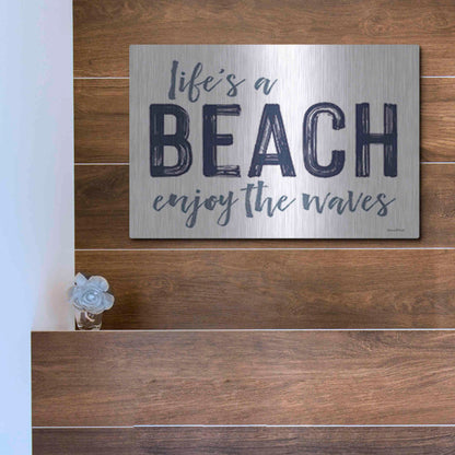 Luxe Metal Art 'Life's a Beach' by Lettered & Lined, Metal Wall Art,16x12