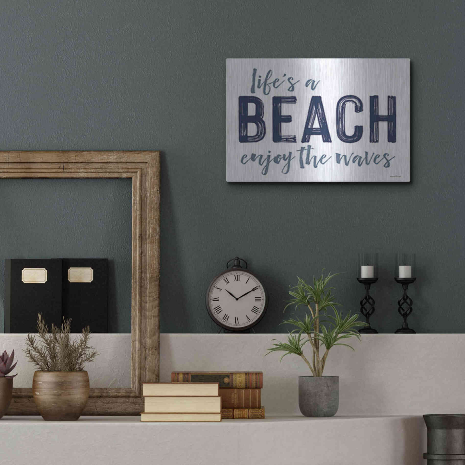 Luxe Metal Art 'Life's a Beach' by Lettered & Lined, Metal Wall Art,16x12
