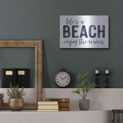 Luxe Metal Art 'Life's a Beach' by Lettered & Lined, Metal Wall Art,16x12