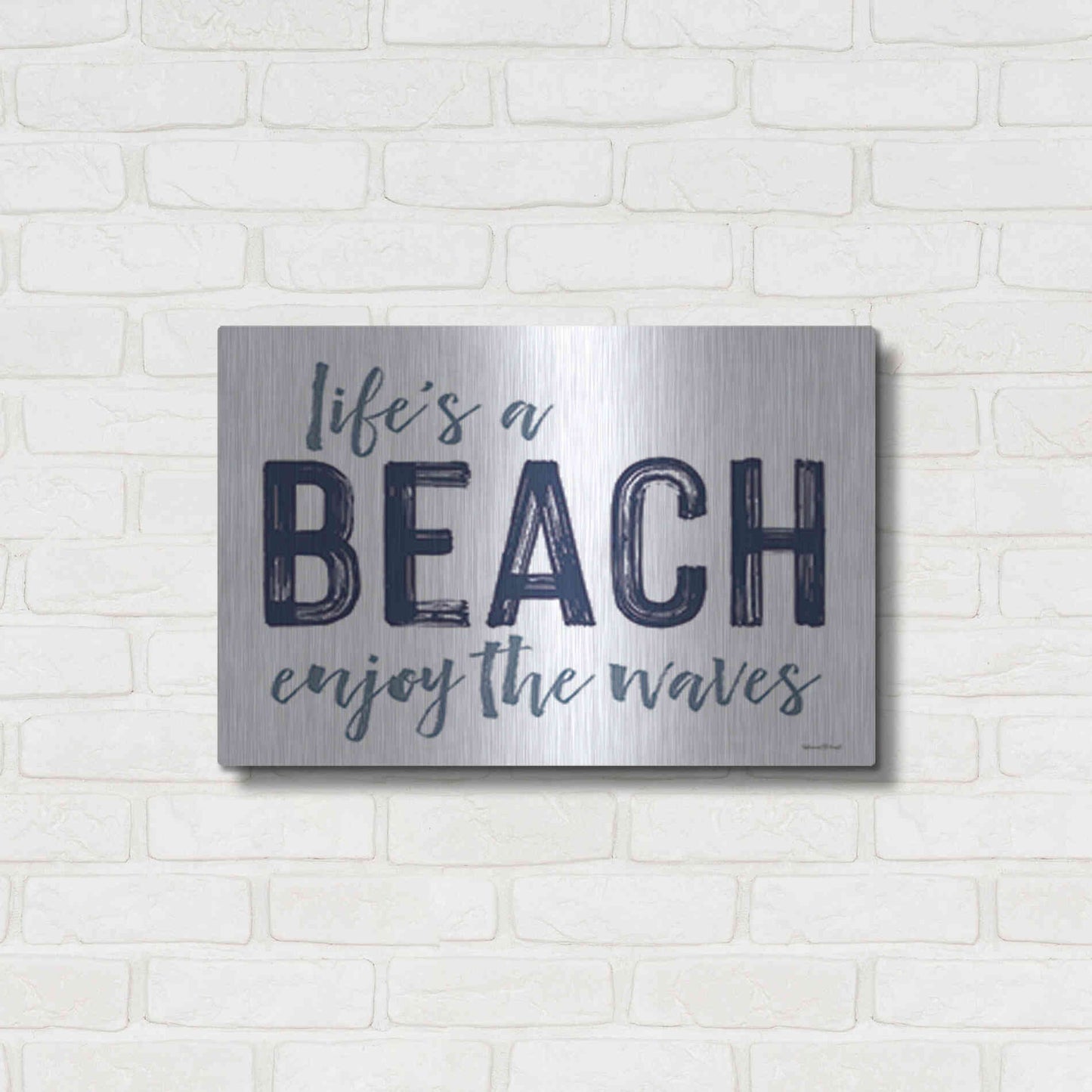 Luxe Metal Art 'Life's a Beach' by Lettered & Lined, Metal Wall Art,24x16