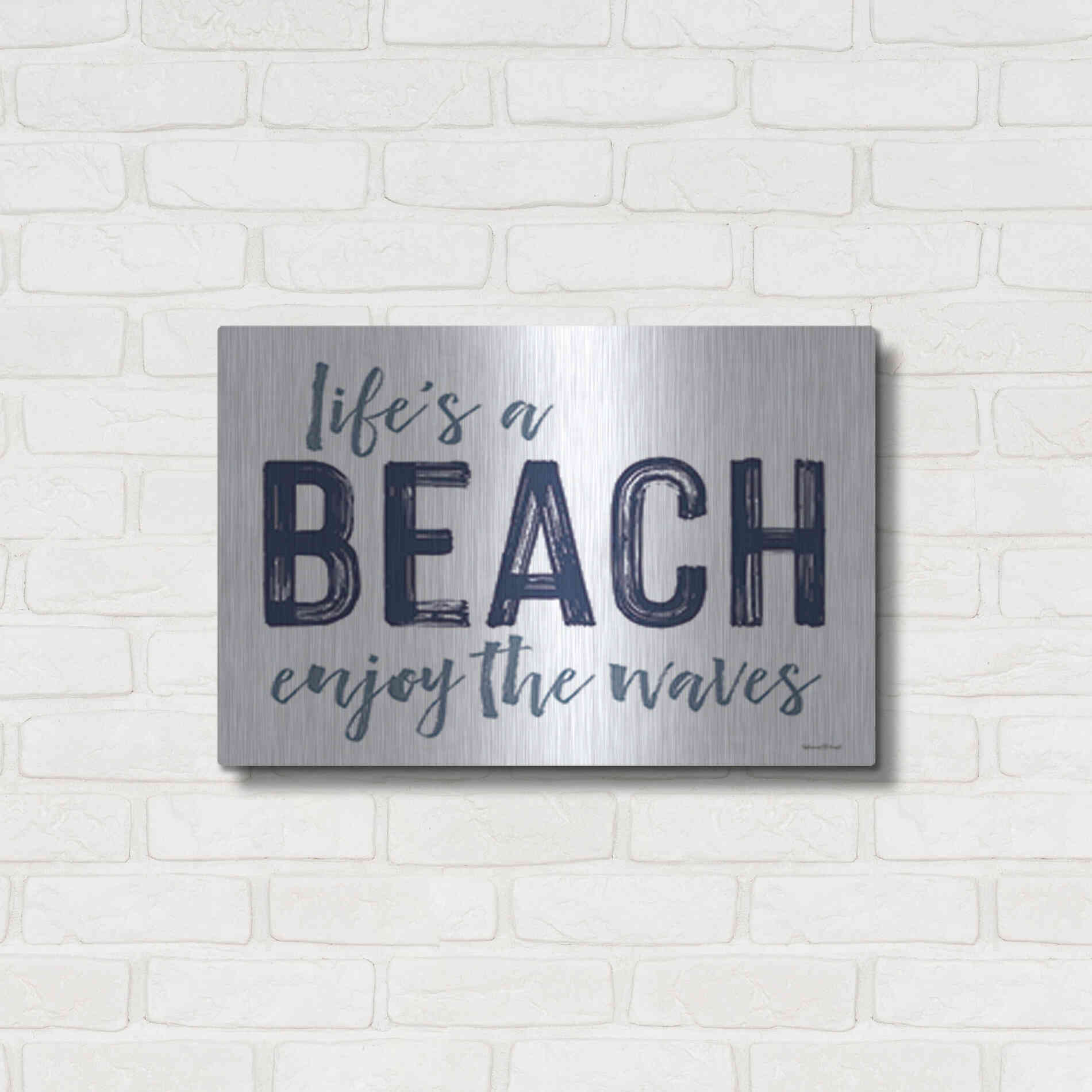 Luxe Metal Art 'Life's a Beach' by Lettered & Lined, Metal Wall Art,24x16