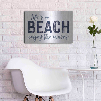 Luxe Metal Art 'Life's a Beach' by Lettered & Lined, Metal Wall Art,24x16