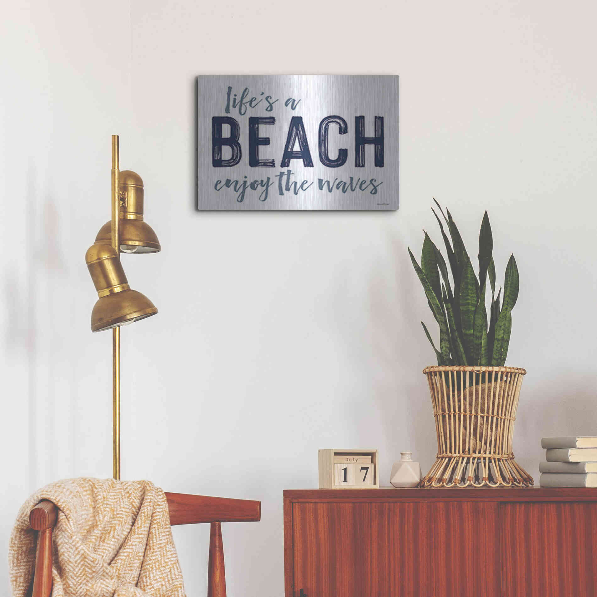 Luxe Metal Art 'Life's a Beach' by Lettered & Lined, Metal Wall Art,24x16