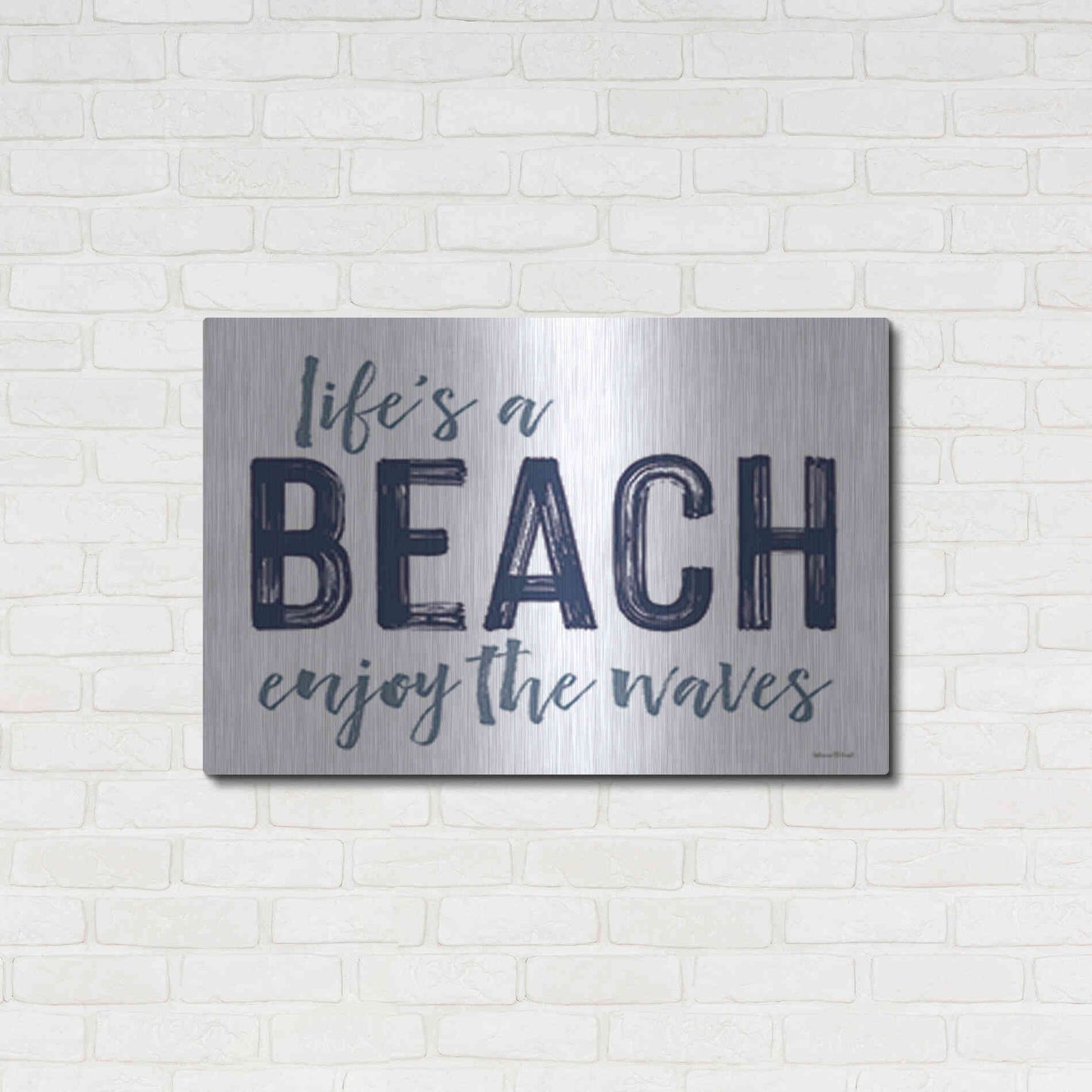 Luxe Metal Art 'Life's a Beach' by Lettered & Lined, Metal Wall Art,36x24