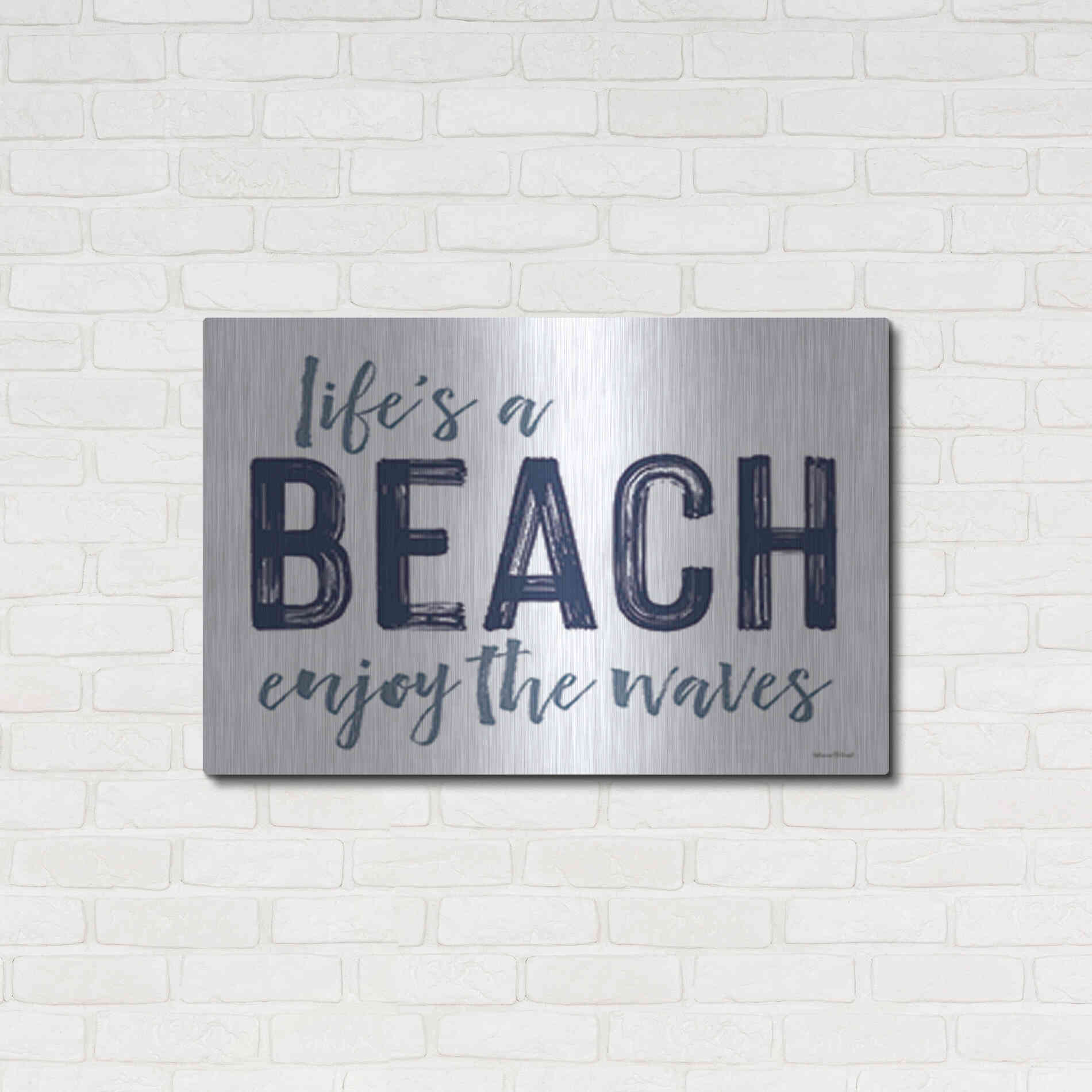 Luxe Metal Art 'Life's a Beach' by Lettered & Lined, Metal Wall Art,36x24
