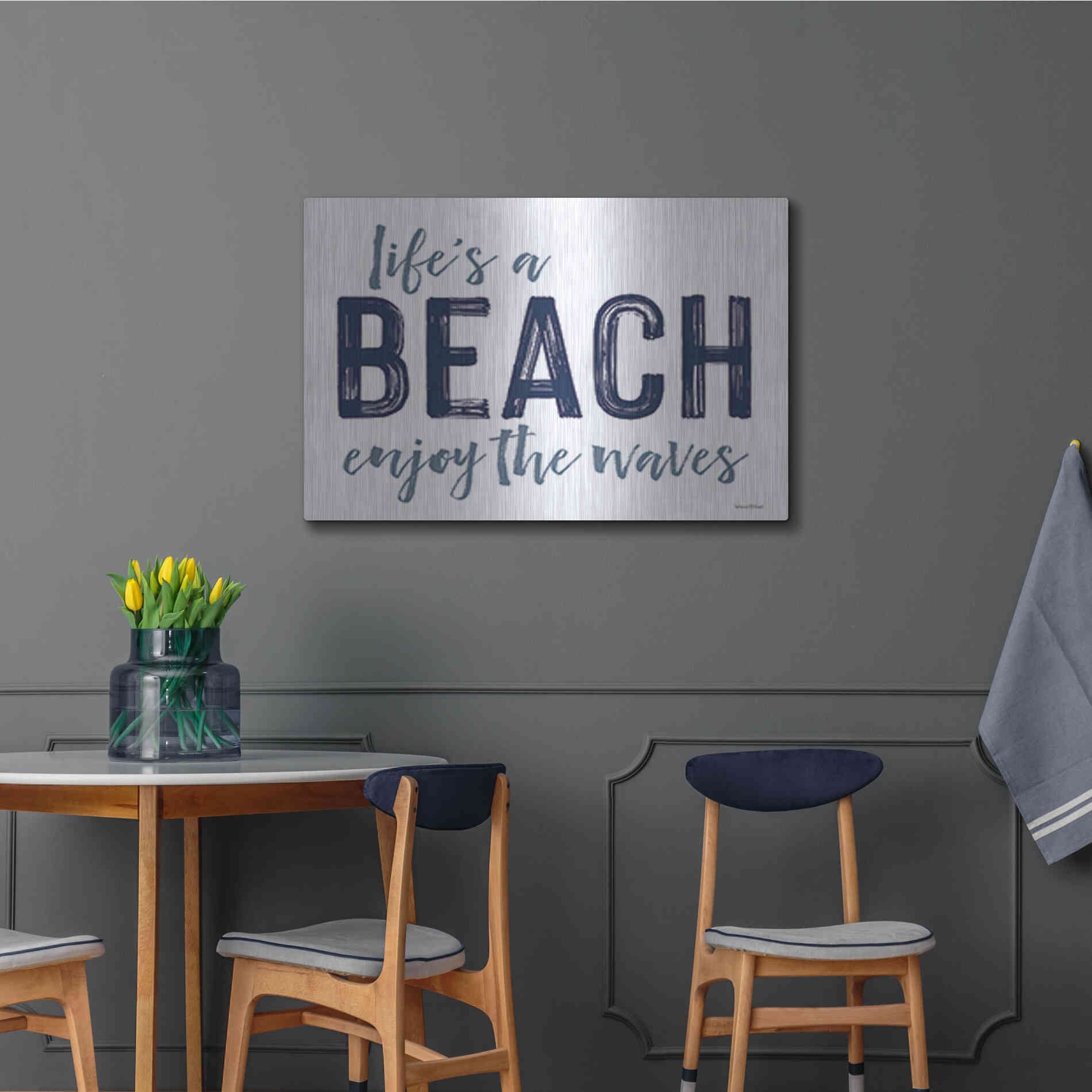 Luxe Metal Art 'Life's a Beach' by Lettered & Lined, Metal Wall Art,36x24