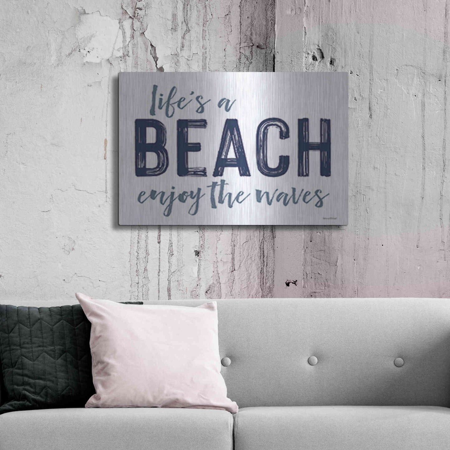 Luxe Metal Art 'Life's a Beach' by Lettered & Lined, Metal Wall Art,36x24