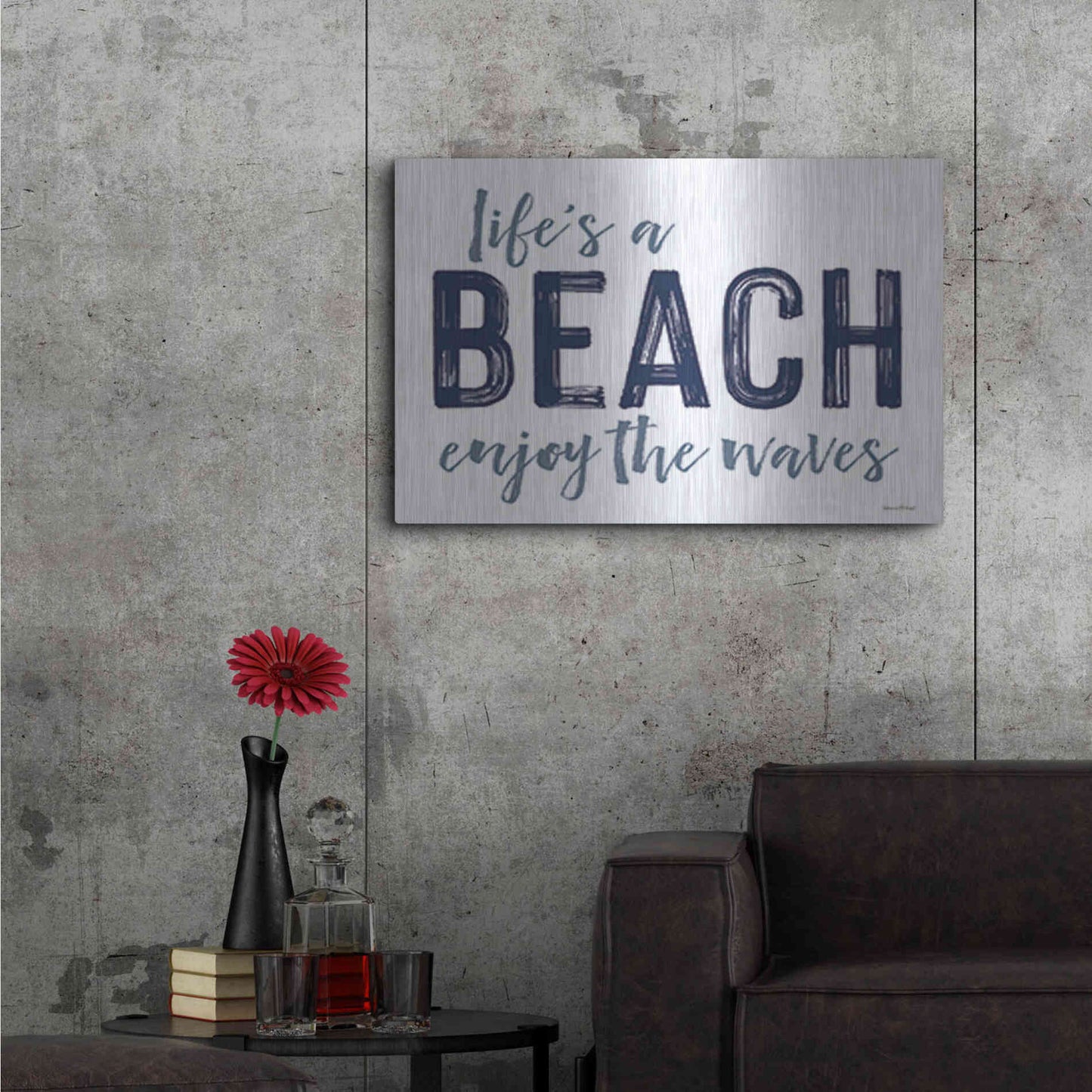 Luxe Metal Art 'Life's a Beach' by Lettered & Lined, Metal Wall Art,36x24