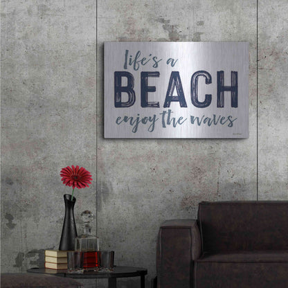 Luxe Metal Art 'Life's a Beach' by Lettered & Lined, Metal Wall Art,36x24