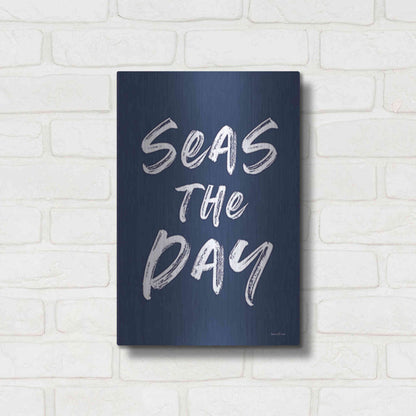 Luxe Metal Art 'Seas the Day Navy' by Lettered & Lined, Metal Wall Art,12x16