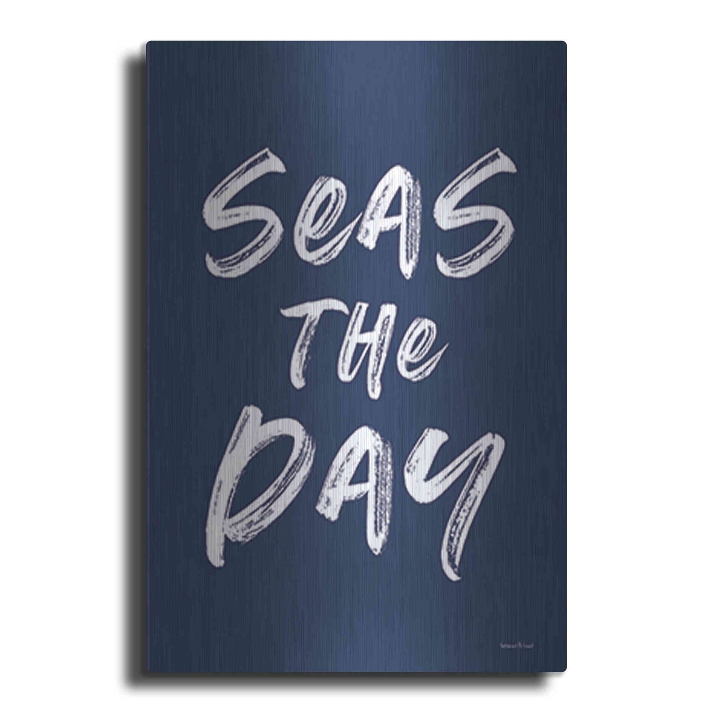 Luxe Metal Art 'Seas the Day Navy' by Lettered & Lined, Metal Wall Art