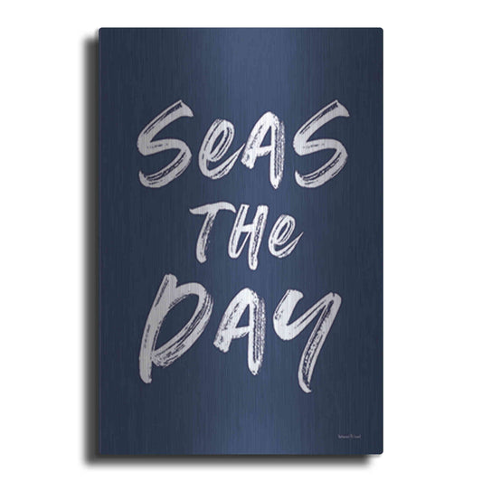 Luxe Metal Art 'Seas the Day Navy' by Lettered & Lined, Metal Wall Art
