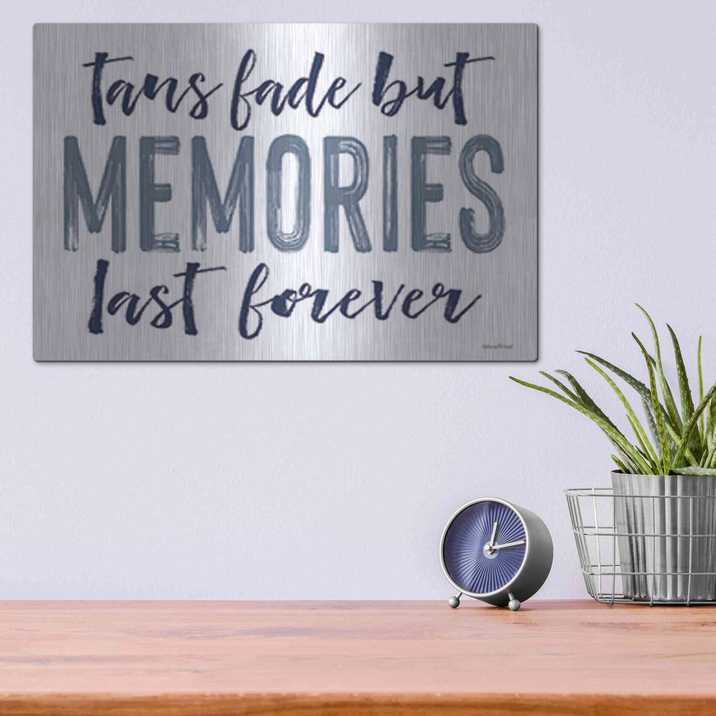 Luxe Metal Art 'Memories Last Forever' by Lettered & Lined, Metal Wall Art,16x12
