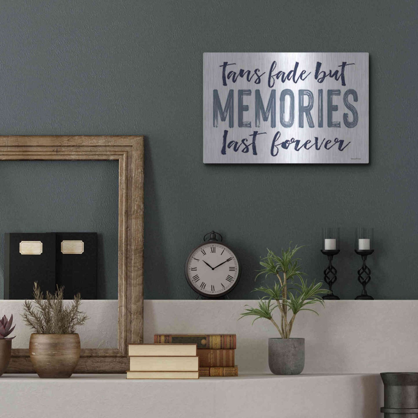 Luxe Metal Art 'Memories Last Forever' by Lettered & Lined, Metal Wall Art,16x12