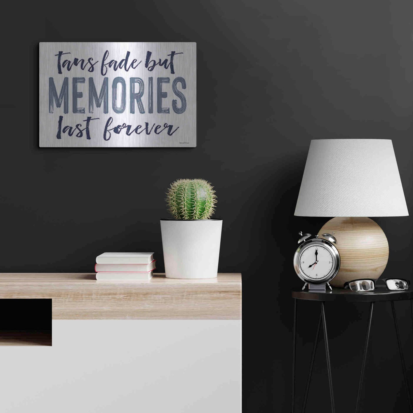 Luxe Metal Art 'Memories Last Forever' by Lettered & Lined, Metal Wall Art,24x16