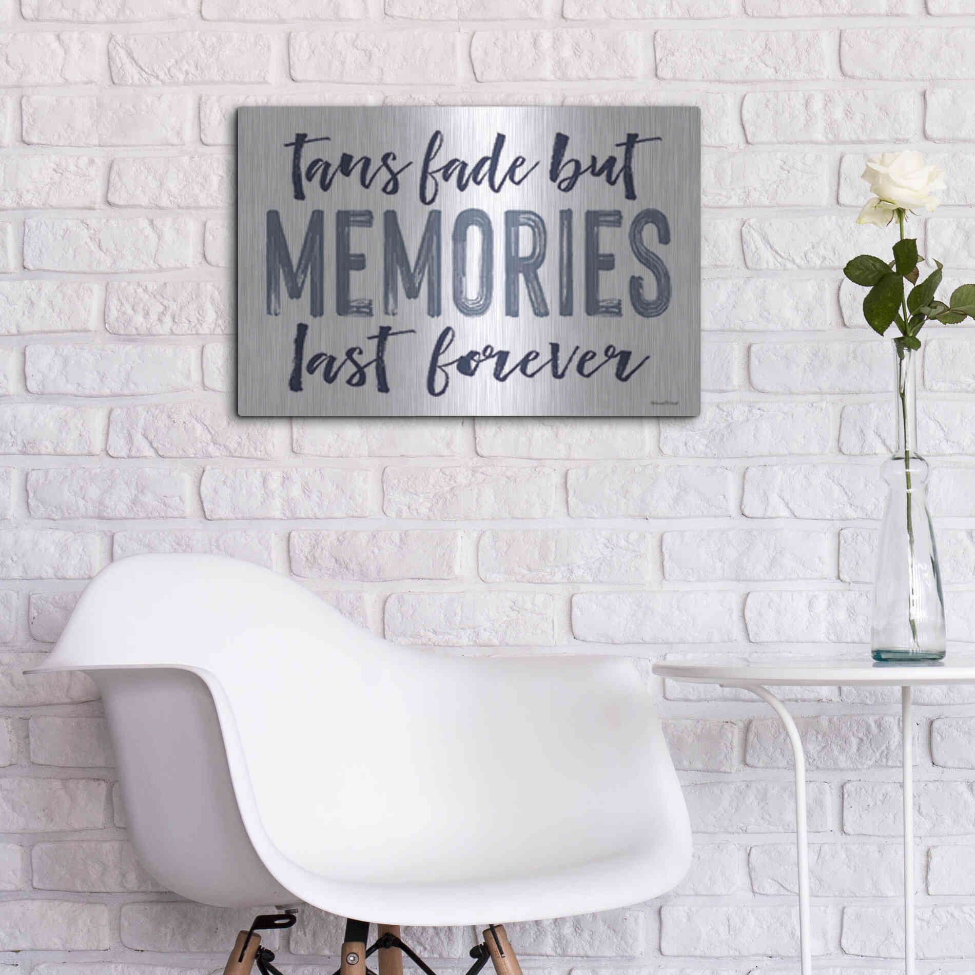 Luxe Metal Art 'Memories Last Forever' by Lettered & Lined, Metal Wall Art,24x16