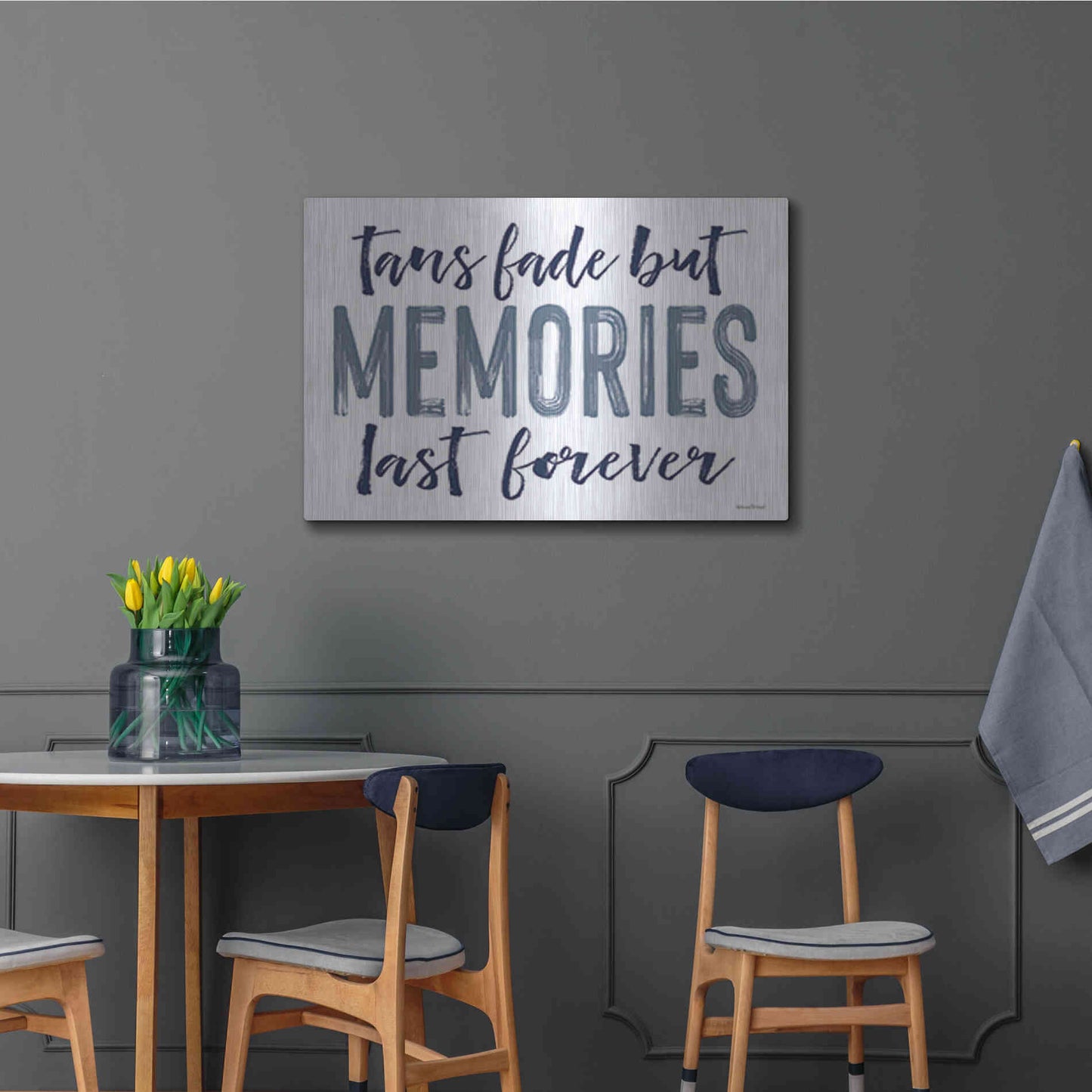 Luxe Metal Art 'Memories Last Forever' by Lettered & Lined, Metal Wall Art,36x24