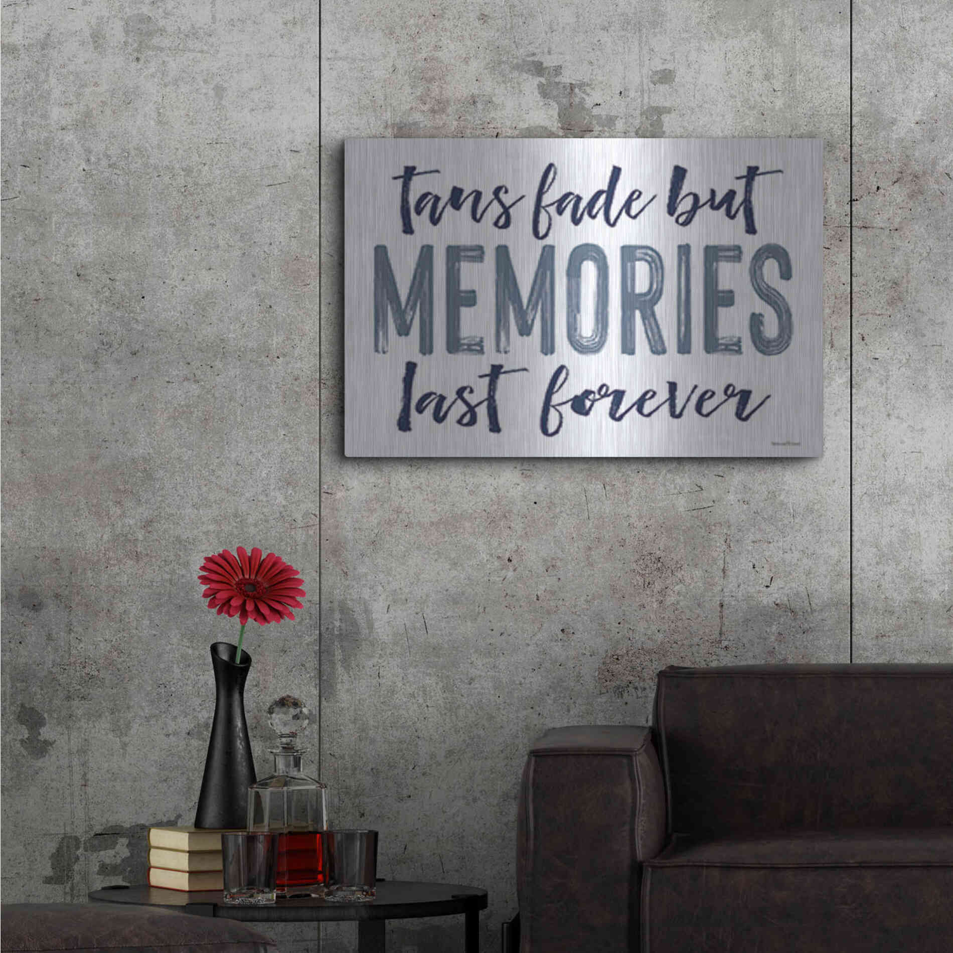 Luxe Metal Art 'Memories Last Forever' by Lettered & Lined, Metal Wall Art,36x24