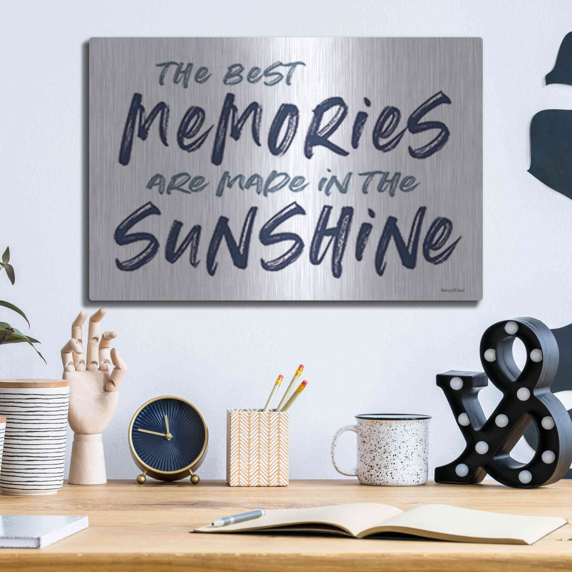Luxe Metal Art 'The Best Memories' by Lettered & Lined, Metal Wall Art,16x12
