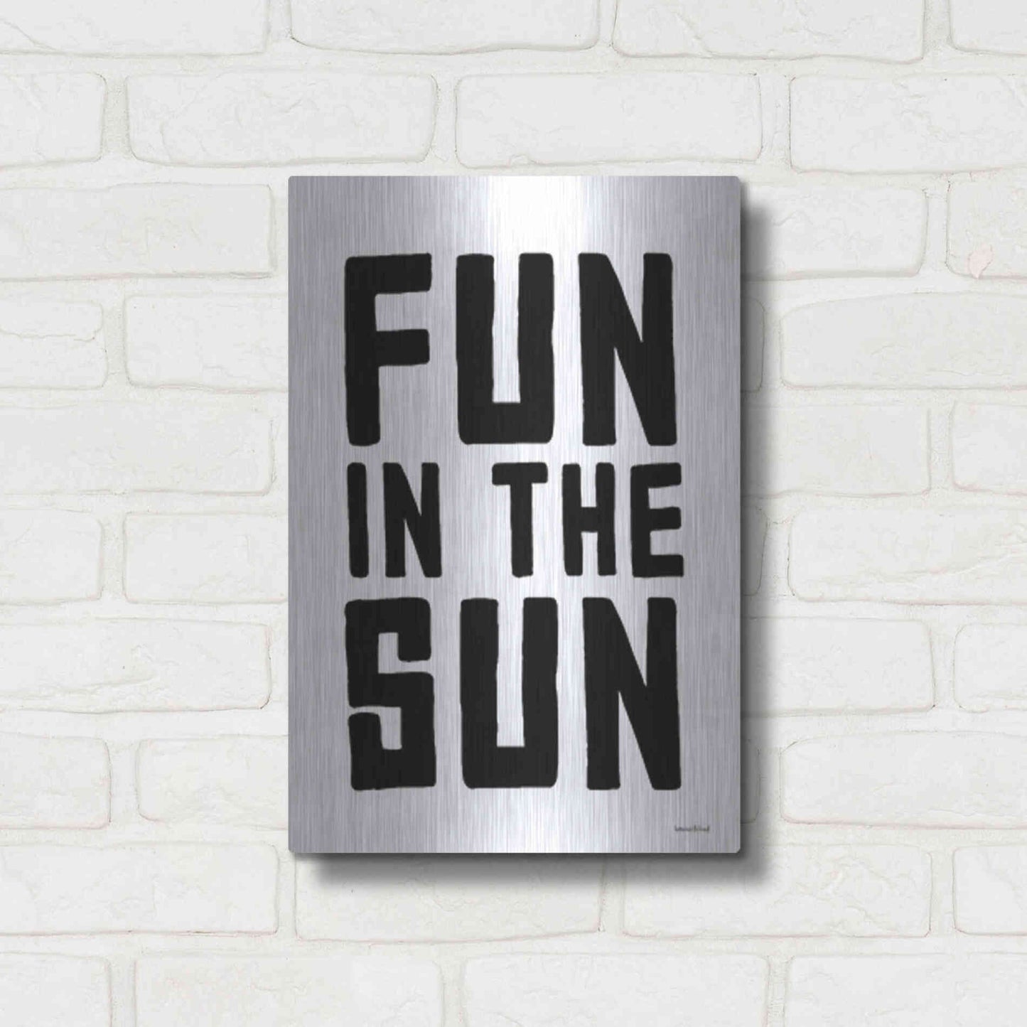 Luxe Metal Art 'Fun in the Sun Black and White' by Lettered & Lined, Metal Wall Art,12x16