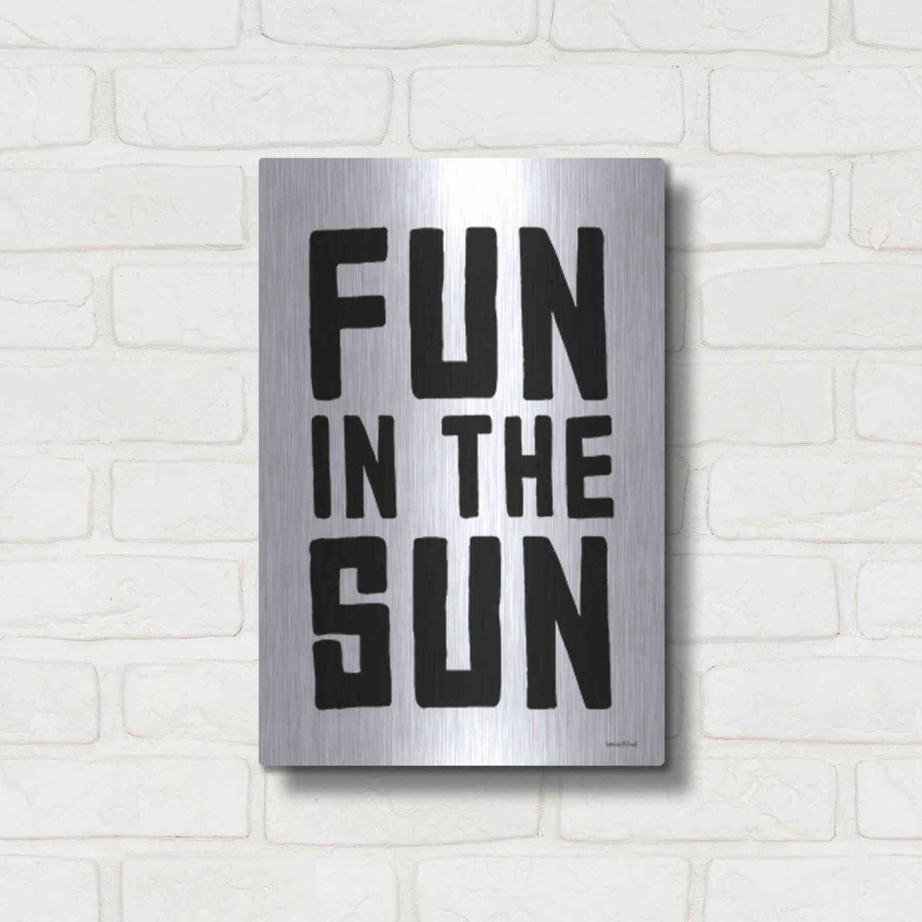 Luxe Metal Art 'Fun in the Sun Black and White' by Lettered & Lined, Metal Wall Art,12x16