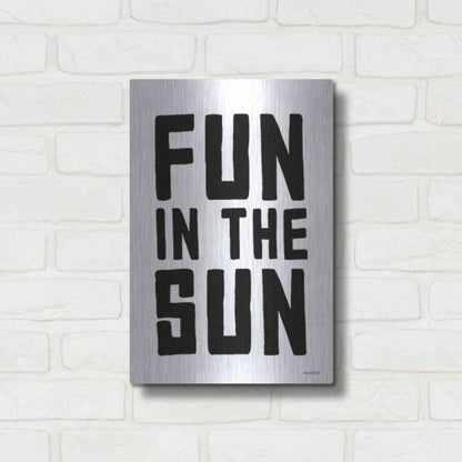 Luxe Metal Art 'Fun in the Sun Black and White' by Lettered & Lined, Metal Wall Art,12x16
