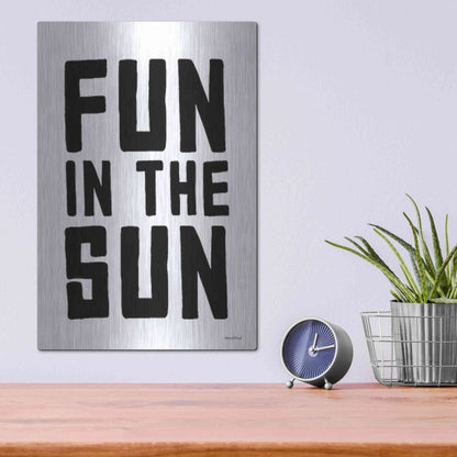 Luxe Metal Art 'Fun in the Sun Black and White' by Lettered & Lined, Metal Wall Art,12x16