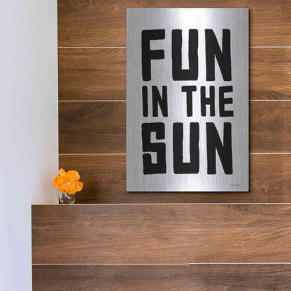 Luxe Metal Art 'Fun in the Sun Black and White' by Lettered & Lined, Metal Wall Art,12x16