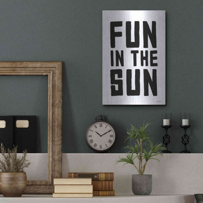 Luxe Metal Art 'Fun in the Sun Black and White' by Lettered & Lined, Metal Wall Art,12x16