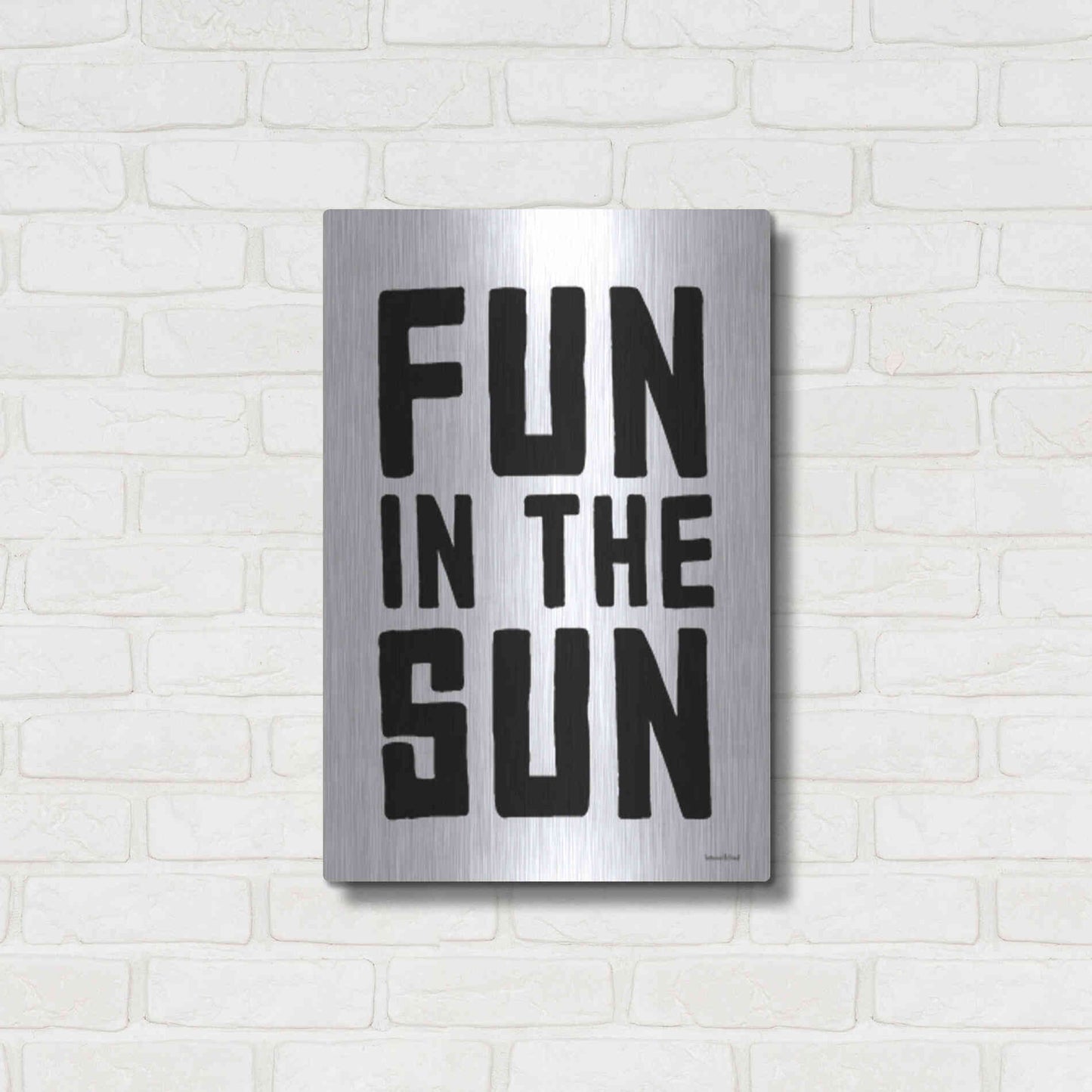 Luxe Metal Art 'Fun in the Sun Black and White' by Lettered & Lined, Metal Wall Art,16x24