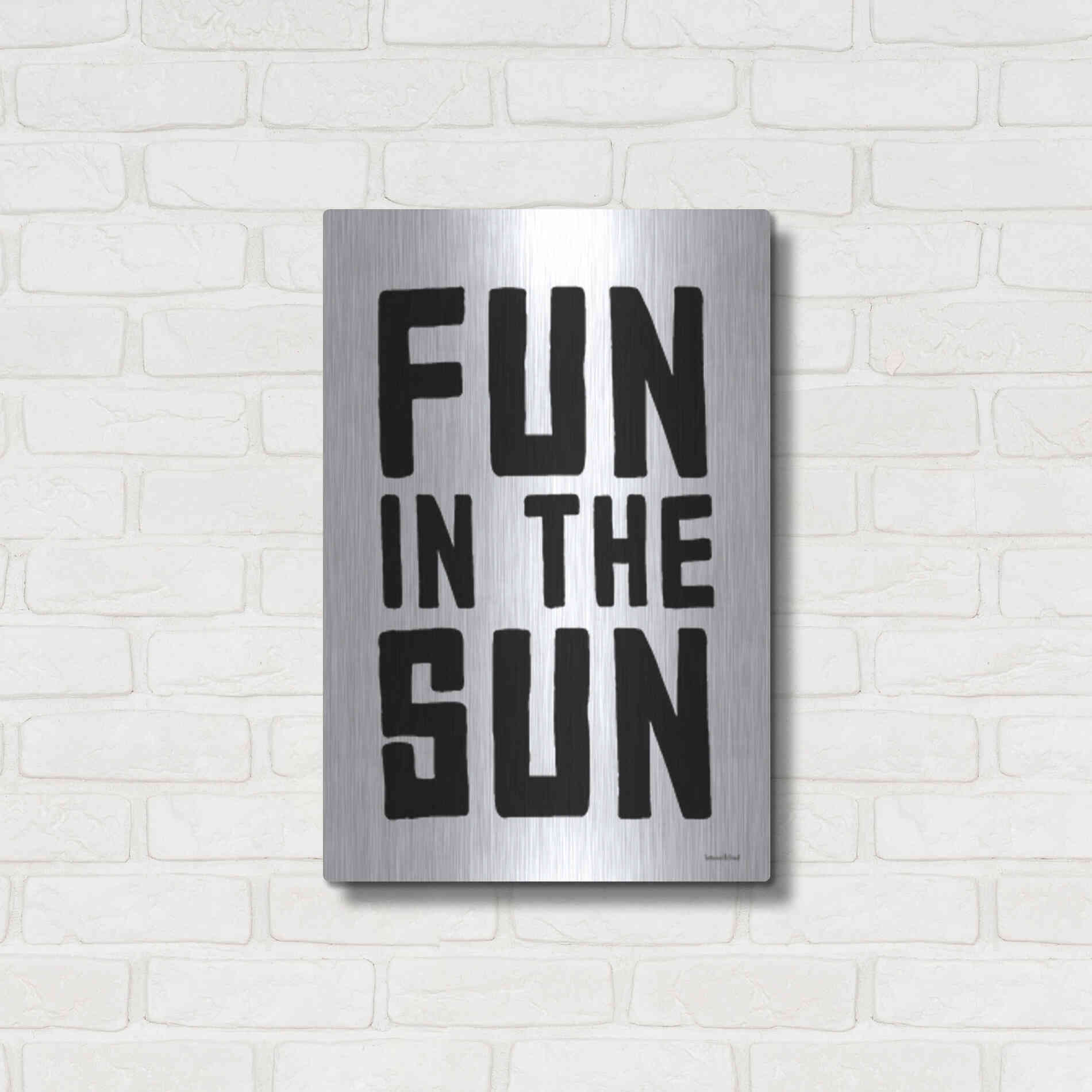 Luxe Metal Art 'Fun in the Sun Black and White' by Lettered & Lined, Metal Wall Art,16x24