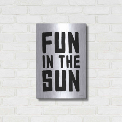 Luxe Metal Art 'Fun in the Sun Black and White' by Lettered & Lined, Metal Wall Art,16x24