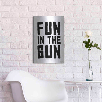 Luxe Metal Art 'Fun in the Sun Black and White' by Lettered & Lined, Metal Wall Art,16x24