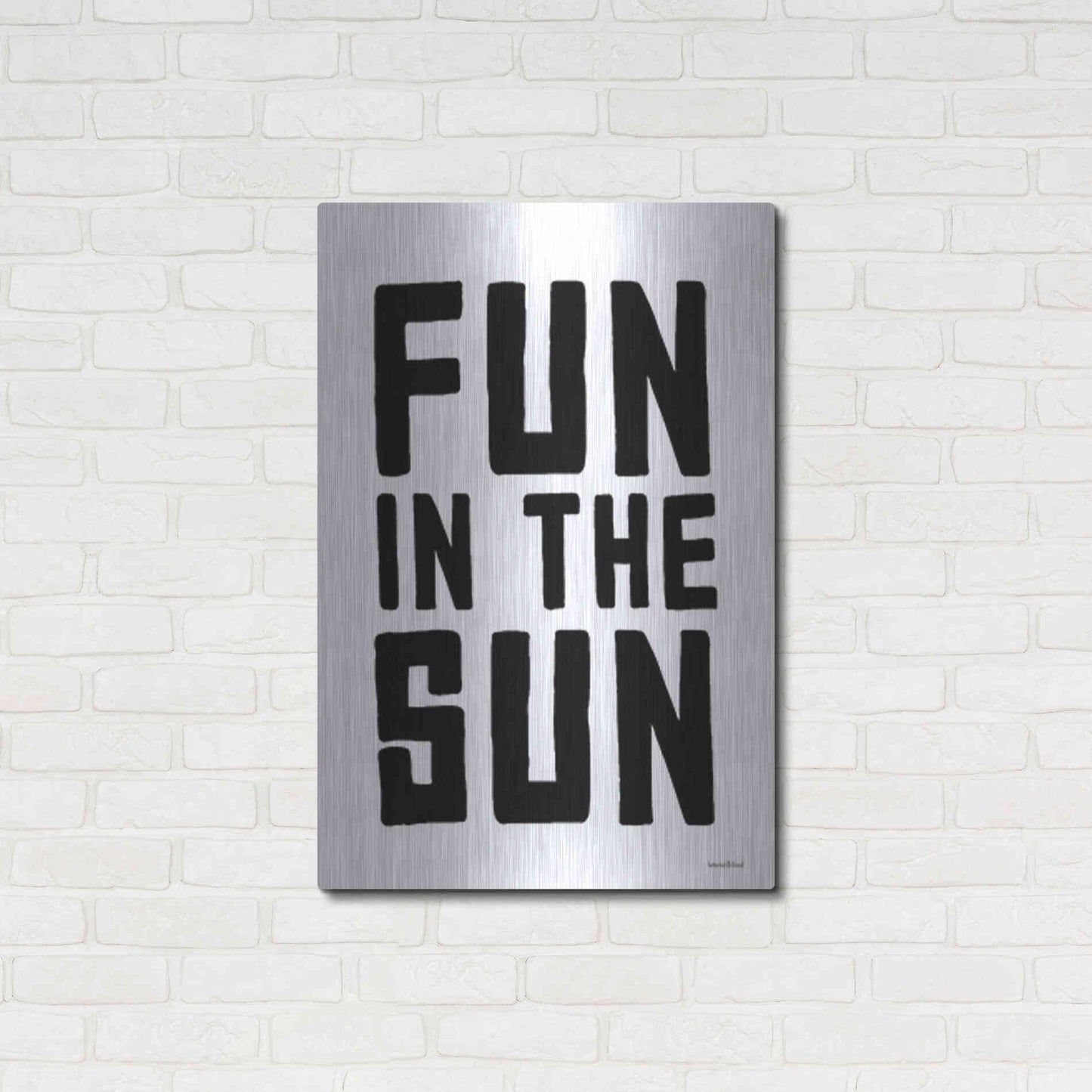 Luxe Metal Art 'Fun in the Sun Black and White' by Lettered & Lined, Metal Wall Art,24x36