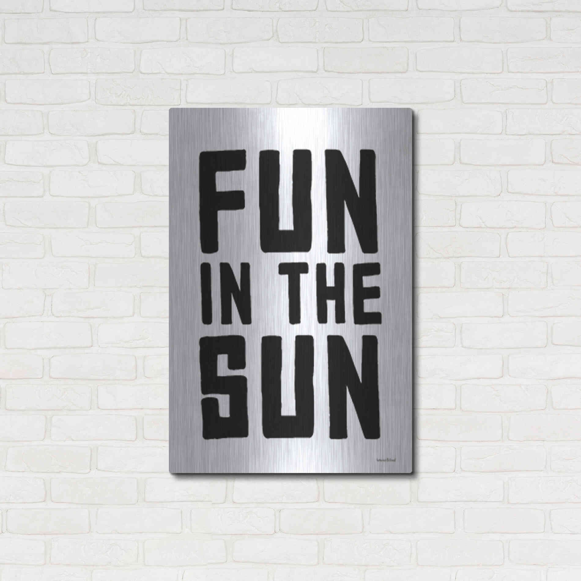 Luxe Metal Art 'Fun in the Sun Black and White' by Lettered & Lined, Metal Wall Art,24x36