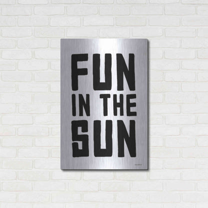 Luxe Metal Art 'Fun in the Sun Black and White' by Lettered & Lined, Metal Wall Art,24x36