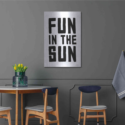 Luxe Metal Art 'Fun in the Sun Black and White' by Lettered & Lined, Metal Wall Art,24x36