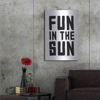 Luxe Metal Art 'Fun in the Sun Black and White' by Lettered & Lined, Metal Wall Art,24x36