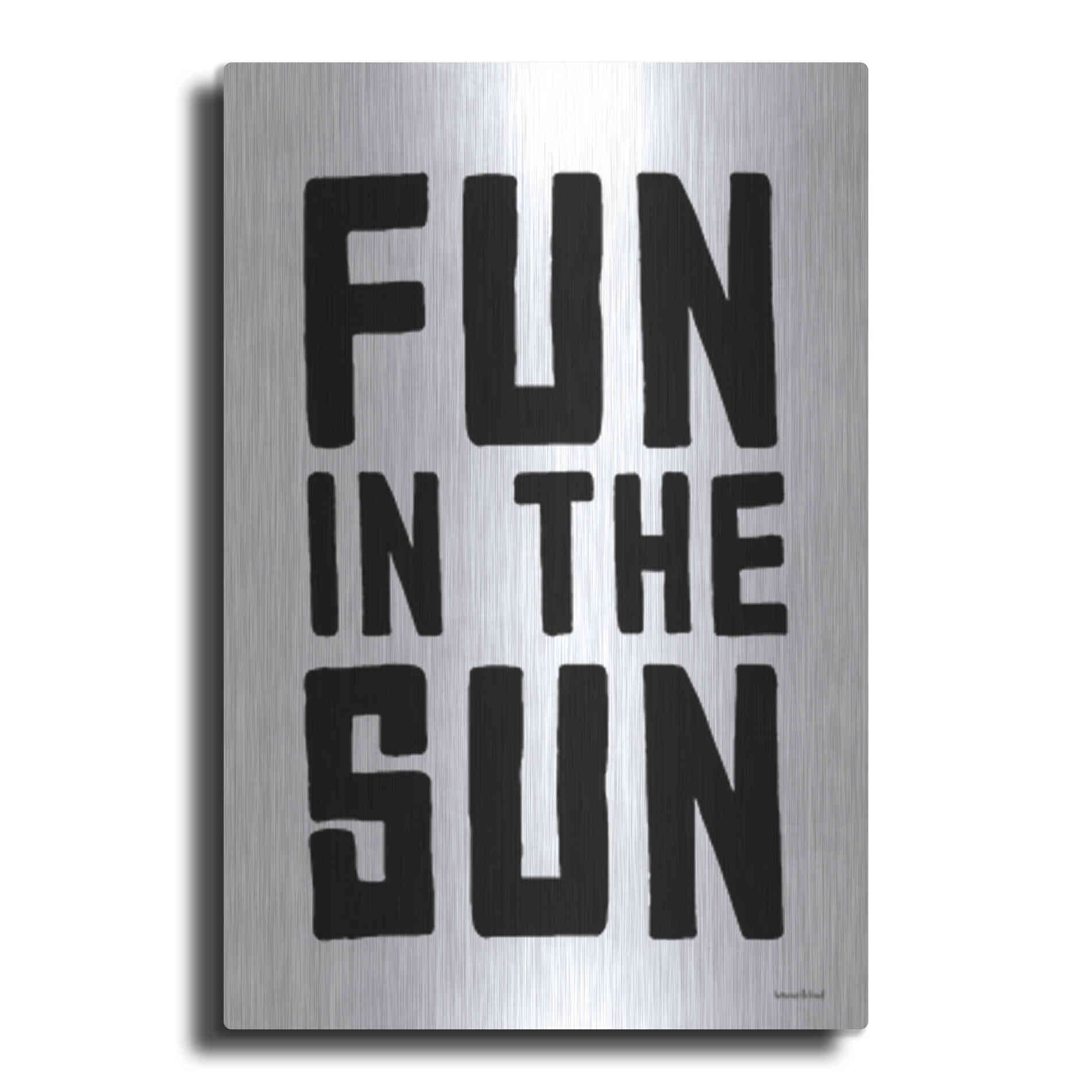 Luxe Metal Art 'Fun in the Sun Black and White' by Lettered & Lined, Metal Wall Art