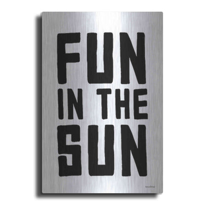 Luxe Metal Art 'Fun in the Sun Black and White' by Lettered & Lined, Metal Wall Art