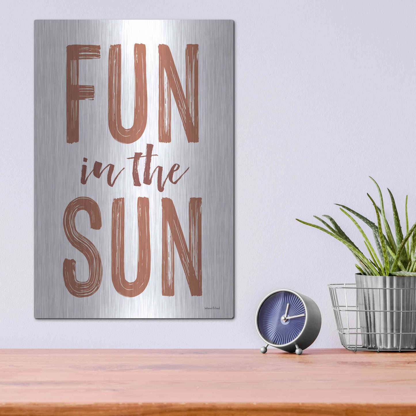 Luxe Metal Art 'Fun in the Sun Brown' by Lettered & Lined, Metal Wall Art,12x16