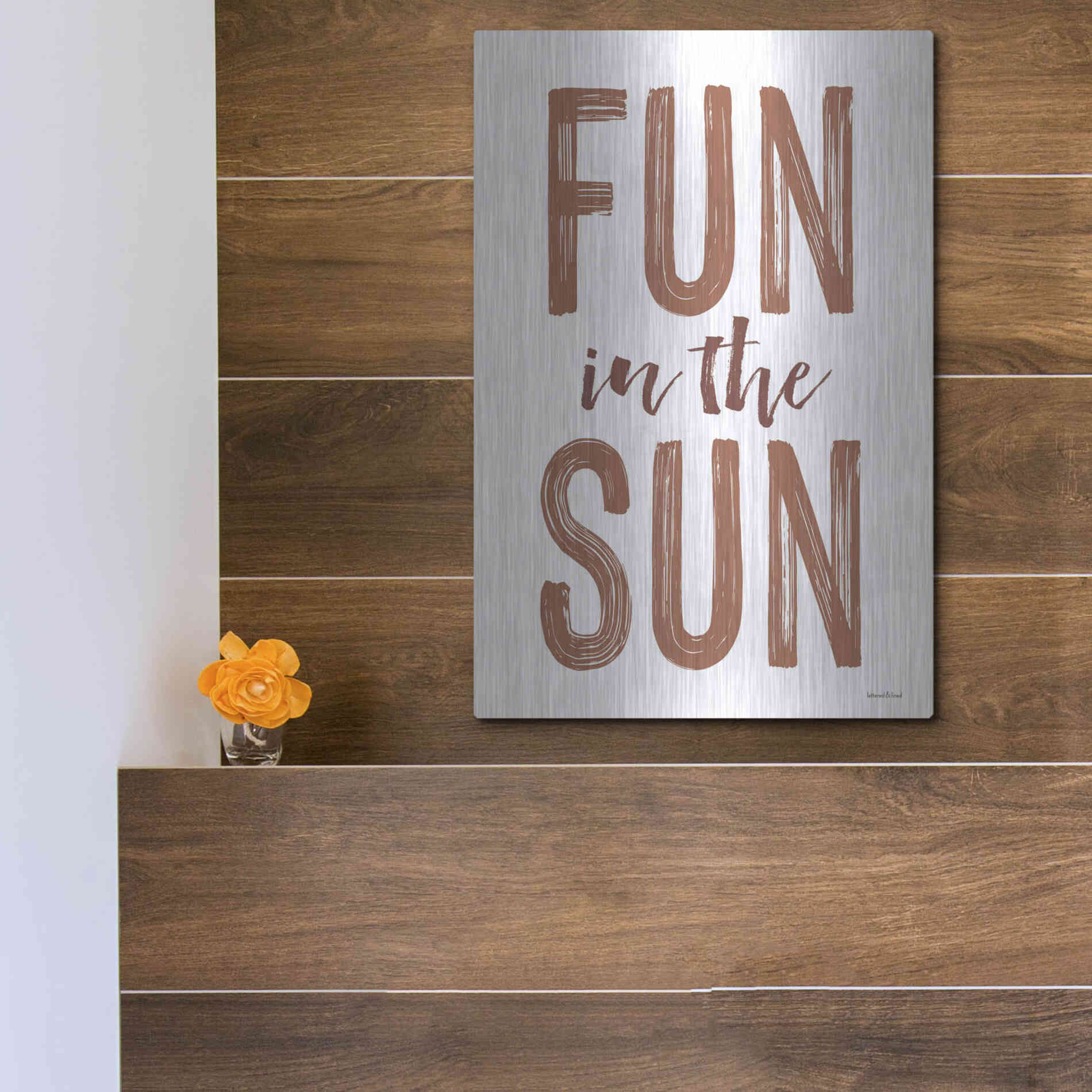 Luxe Metal Art 'Fun in the Sun Brown' by Lettered & Lined, Metal Wall Art,12x16