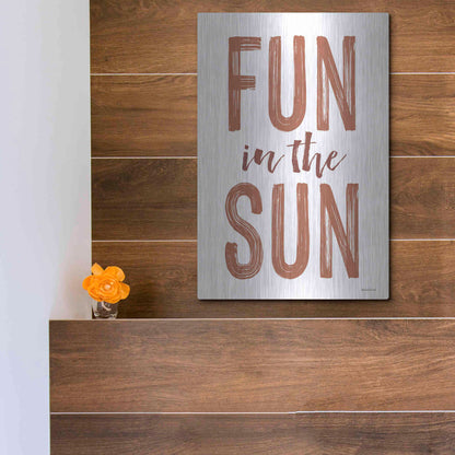 Luxe Metal Art 'Fun in the Sun Brown' by Lettered & Lined, Metal Wall Art,12x16