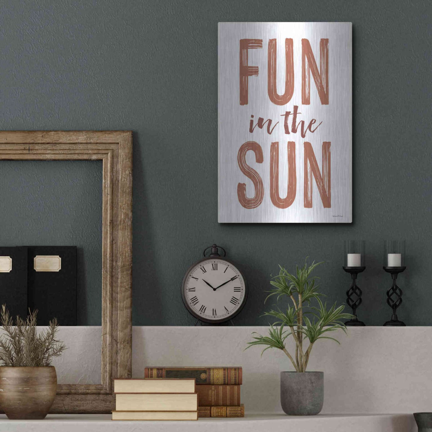 Luxe Metal Art 'Fun in the Sun Brown' by Lettered & Lined, Metal Wall Art,12x16