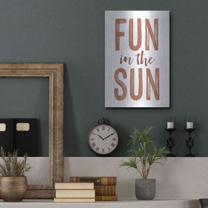 Luxe Metal Art 'Fun in the Sun Brown' by Lettered & Lined, Metal Wall Art,12x16